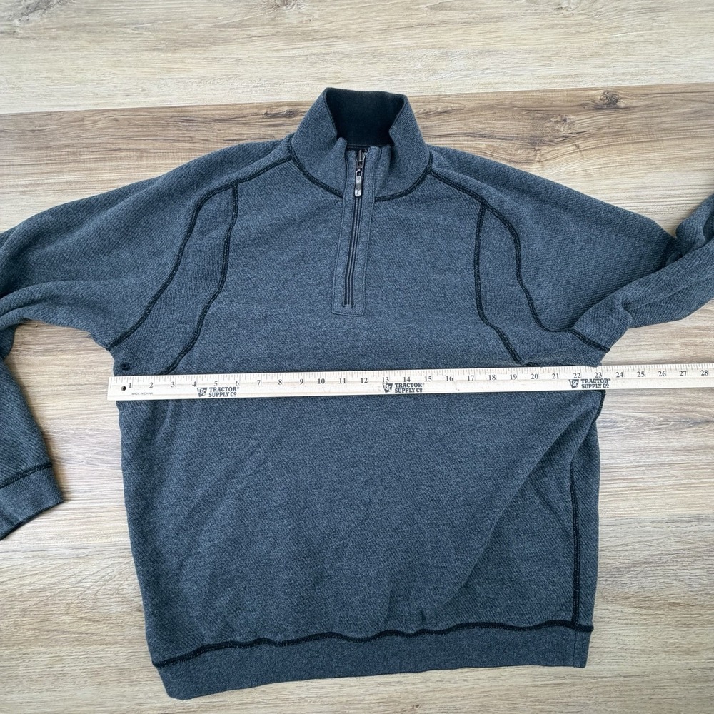 Tommy Bahama Sweater Men XL‎ Gray Black Pullover Quarter Zip Reversible Marlin - Picture 4 of 6
